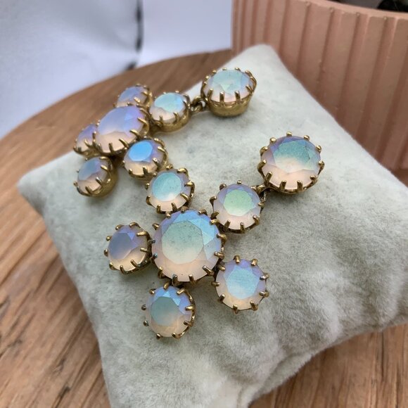 J.Crew Iridescent Crystal Cluster Flower Drop Gold Tone Stud Earrings - Picture 3 of 5